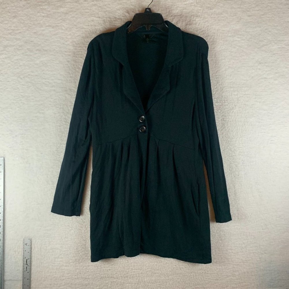 Soma Intimates Women’s Two-Button Black Pleated Terry Jacket Sweater Size S 8652